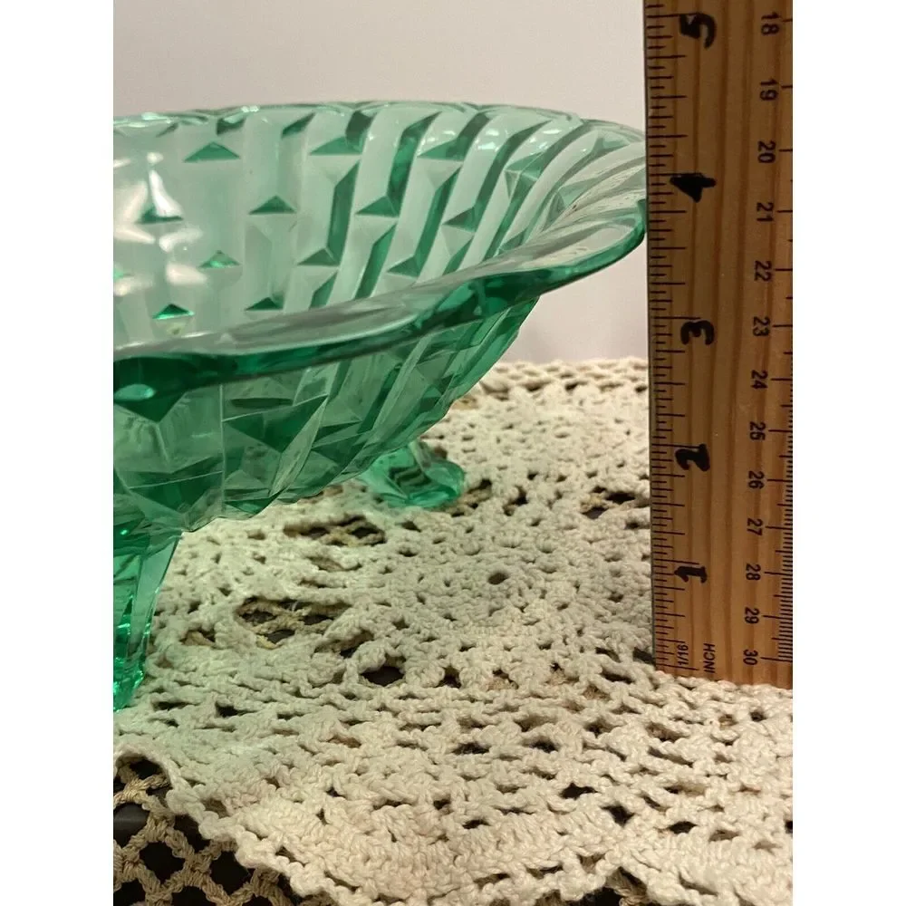 Rare Central‎ Glass Works Francis Green 3-footed Centerpiece Serving Bowl.
